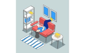 Reading People Isometric Background 200830153 Vector Illustration Concept
