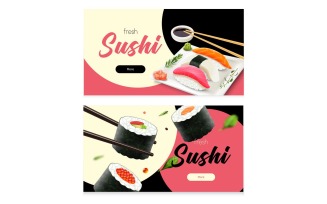 Realistic Sushi Banners 200900703 Vector Illustration Concept
