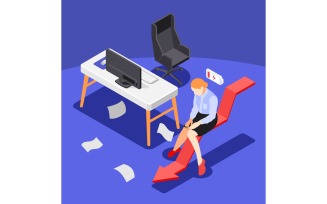 Burn-Out Syndrome Isometric Icons Composition 201030113 Vector Illustration Concept
