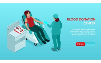 Isometric Blood Donor Horizontal Banner 201103214 Vector Illustration Concept