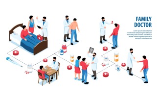 Isometric Family Doctor Infographics 201010518 Vector Illustration Concept