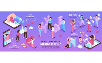 Isometric Hype Social Media Infographics 201012140 Vector Illustration Concept