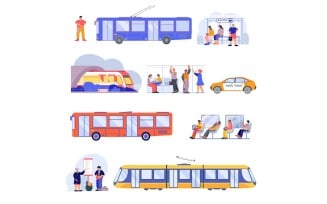 Public Transport Set Flat 201060216 Vector Illustration Concept