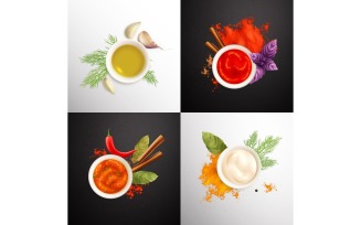 Spices And Herbs Realistic 2X2 201030913 Vector Illustration Concept