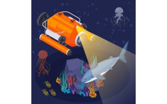 Underwater Vehicles Machines Equipment Isometric 201103915 Vector Illustration Concept