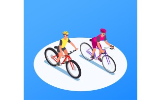 Bicycle Isometric Set 201020133 Vector Illustration Concept