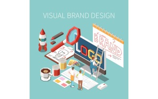 Brand Building Branding Isometric Concept 201110943 Vector Illustration Concept