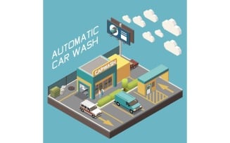 Car Wash Isometric Set 201110930 Vector Illustration Concept