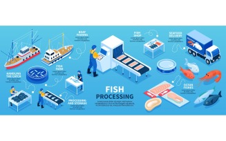 Isometric Fishing Production Infographics 201112135 Vector Illustration Concept