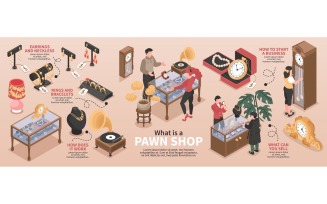 Isometric Pawn Shop Infographics 201112113 Vector Illustration Concept