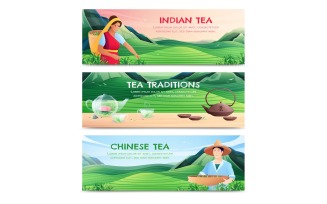 Natural Tea Production Flat Banners 201030929 Vector Illustration Concept