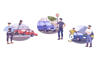 Traffic Police Composition Flat 201050740 Vector Illustration Concept