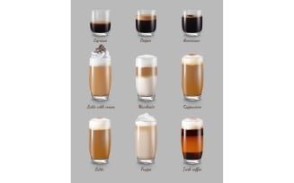 Coffee Drinks Realistic Set 201121108 Vector Illustration Concept