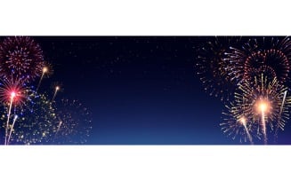 Pyrotechnics Fireworks Banner Composition Realistic 201121117 Vector Illustration Concept