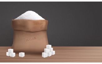 White Sugar In Sack Realistic 201130922 Vector Illustration Concept
