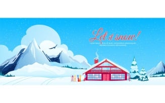 Winter Ski Resort Flat Composition 1 201130902 Vector Illustration Concept