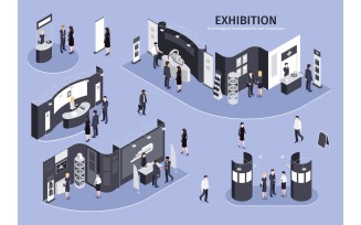 Isometric Expo Stand Exhibition Illustration 201150424 Vector Illustration Concept