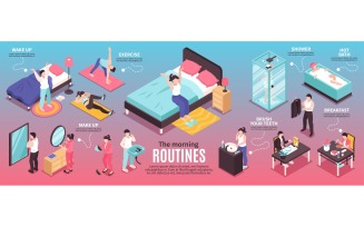 Isometric Morning Routine Infographics 201212125 Vector Illustration Concept