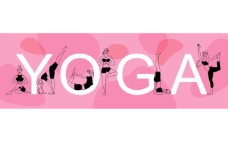 Line Art Woman Yoga Text 201160507 Vector Illustration Concept