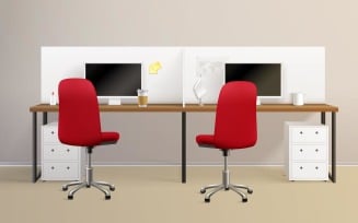 Office Interior Realistic 201212304 Vector Illustration Concept