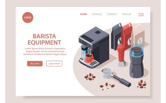 Professional Barista Coffee Equipment Isometric Website 201160716 Vector Illustration Concept