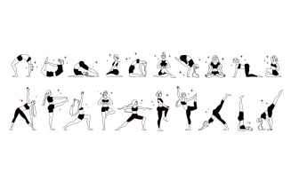 Line Art Woman Yoga Set 201160501 Vector Illustration Concept