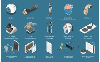 Technology For Disabled People Isometric Set 201210934 Vector Illustration Concept