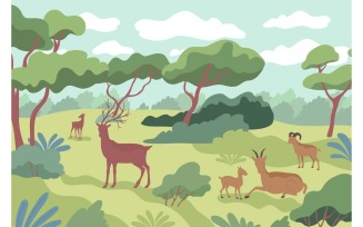 Wildlife Forest Flat 201250602 Vector Illustration Concept