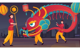 Chinese New Year Dragon Dance 201251115 Vector Illustration Concept