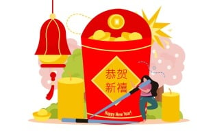 Chinese New Year Flat Composition 201240204 Vector Illustration Concept
