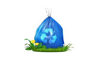 Eco Plastic Trash Bag Realistic Composition 201221112 Vector Illustration Concept