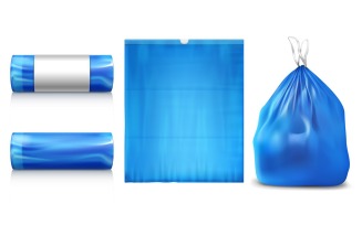 Plastic Trash Bag Realistic Set 201221111 Vector Illustration Concept