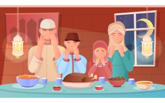 Ramadan Family Iftar Flat 201251124 Vector Illustration Concept