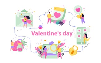 Valentine'S Day Flat Composition 201240211 Vector Illustration Concept