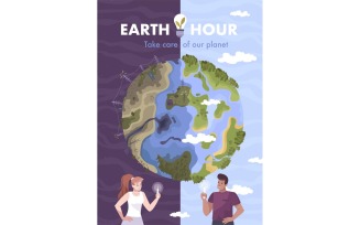 Earth Hour Day Card Flat 201250730 Vector Illustration Concept