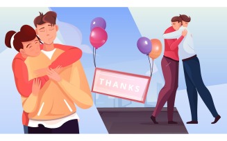 Thank You Embrace Flat 201151113 Vector Illustration Concept