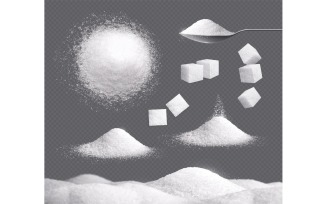 White Sugar Cubes Piles Realistic Set 201130919 Vector Illustration Concept