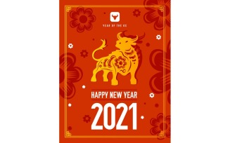 Chinese Bull Cow 2021 Zodiac Sign Poster 201151823 Vector Illustration Concept
