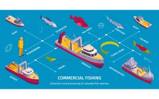 Isometric Commercial Fishing Infographics 201150411 Vector Illustration Concept
