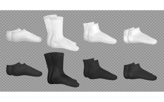 Realistic Socks Black White Set 201130514 Vector Illustration Concept
