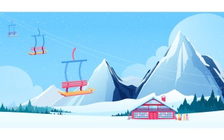 Winter Ski Resort Flat Composition 4 201130905 Vector Illustration Concept
