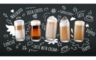 Coffee Drinks Realistic Composition 201121111 Vector Illustration Concept
