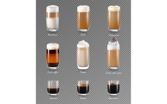 Coffee Drinks Realistic Transparent 201121114 Vector Illustration Concept