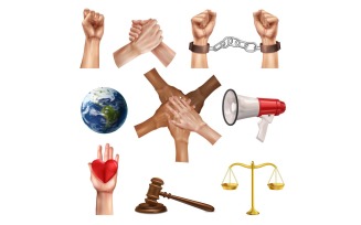 Realistic World Day Social Justice Set 201130525 Vector Illustration Concept