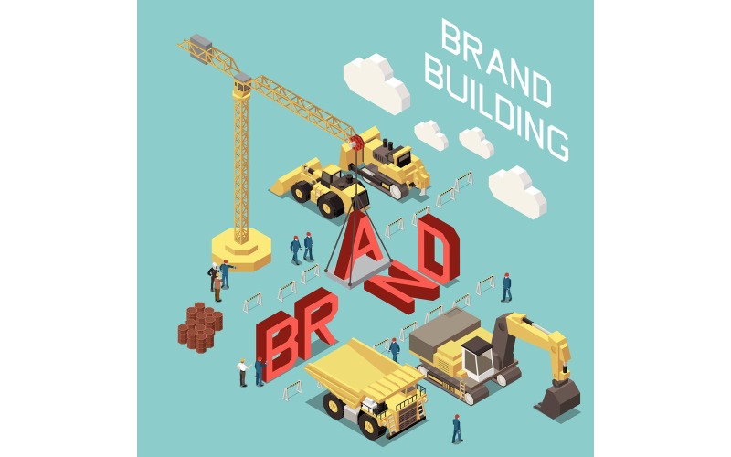 Brand Building Branding Isometric Concept 201110915 Vector Illustration Concept