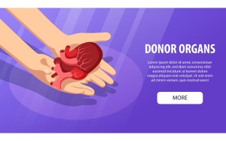 Isometric Donor Human Organs Horizontal Banner 201110523 Vector Illustration Concept
