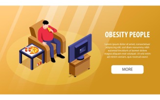 Isometric Obesity Horizontal Banner 201110509 Vector Illustration Concept