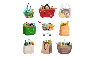 Shopping Bag Basket Set 201100310 Vector Illustration Concept