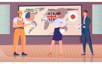 Employment Abroad Flat 201051125 Vector Illustration Concept