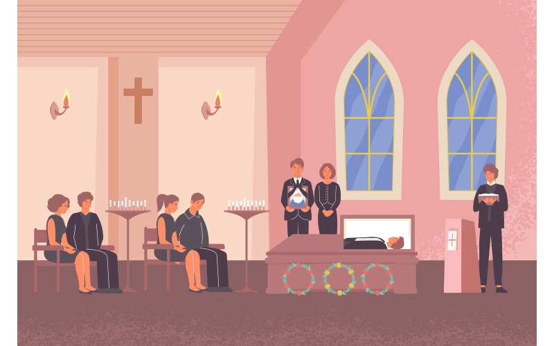 Funeral Church Flat 201050627 Vector Illustration Concept